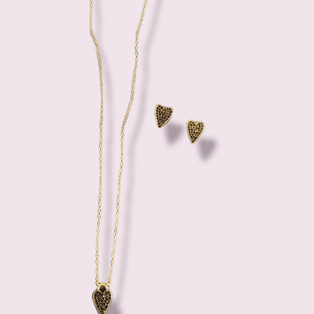 Stella & Dot- Delicate Heart Necklace &  matching earrings